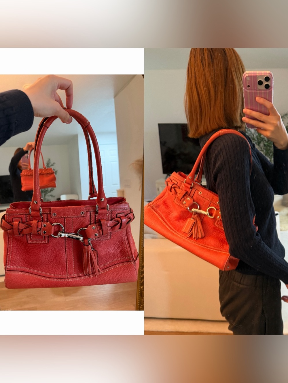 Coach Hampton Coral Pink Purse Bag Vintage Y2K